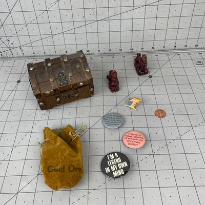 #224 Mini Treasure Chest, Pins, Gold Ore and More