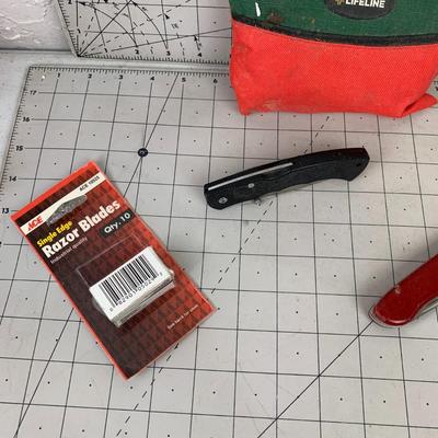 #233 Razor Blades, Glasses Repair Kit, Polarized Clip Ons, Pocket Knife and More