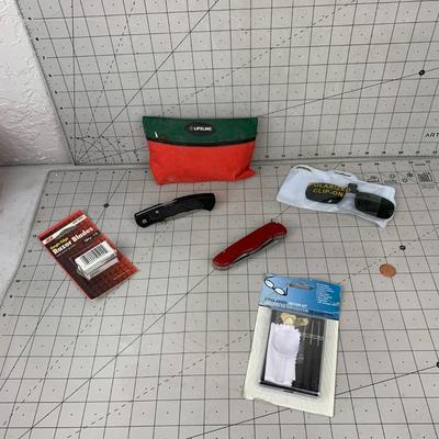 #233 Razor Blades, Glasses Repair Kit, Polarized Clip Ons, Pocket Knife and More