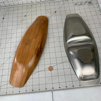 #245 Wood and Metal Serving Dishes