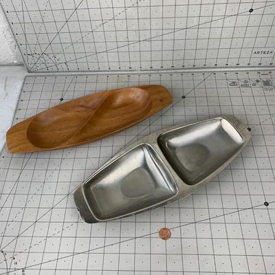 #245 Wood and Metal Serving Dishes
