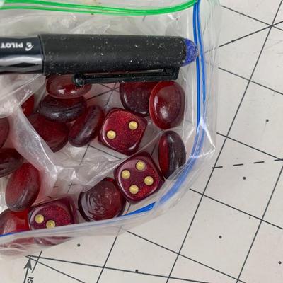 #256 Lighter, Pens, Pocket Knife, Dice and More