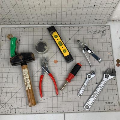 #291 Pocket Knife, Wrenches, Level, Mallet and More