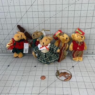#295 Stuffed Bears and Moose Christmas Ornaments