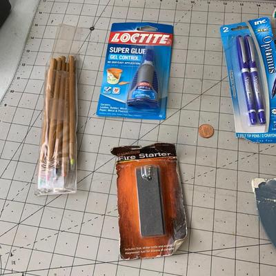 #390 Super Glue, Fire Starter, Pens/Pencils and More