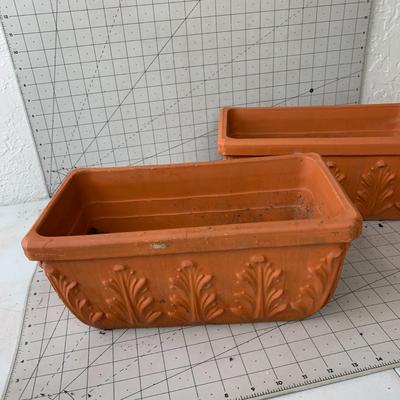 #411 Two Rectangular Terracotta Planter Pots