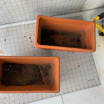 #411 Two Rectangular Terracotta Planter Pots