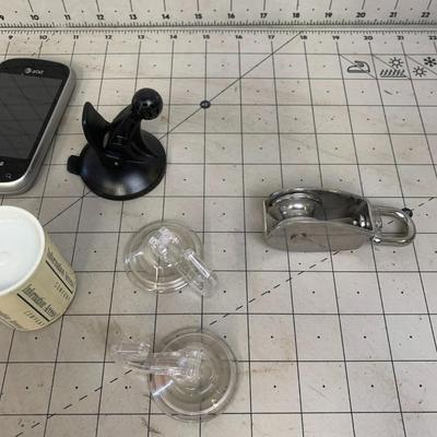 #434 Samsung Phone, Suction Holders and Misc.