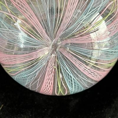Pink and Blue Latticino Italian Art Glass Perfume Bottle