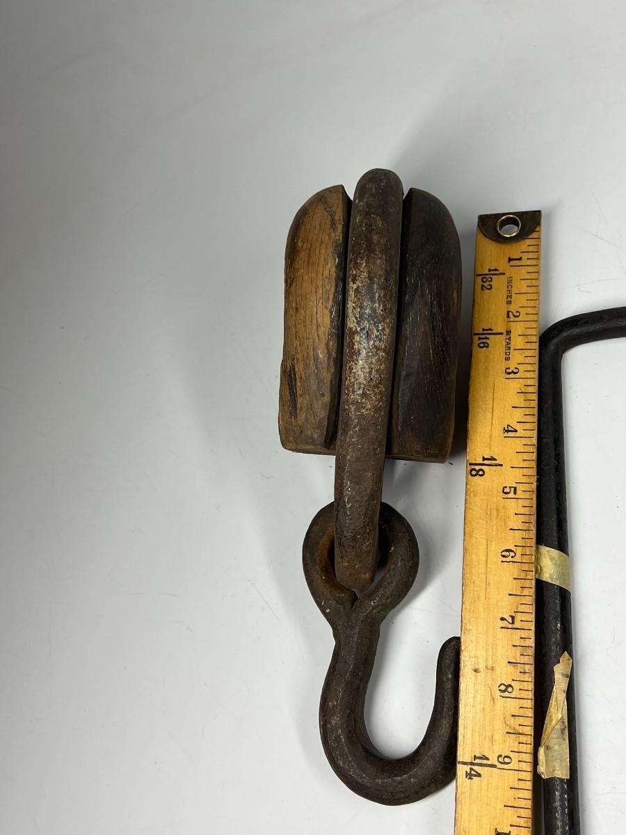 Lot of Antique 19th Century Deadeye Nautical Hook, Magnetic Tool