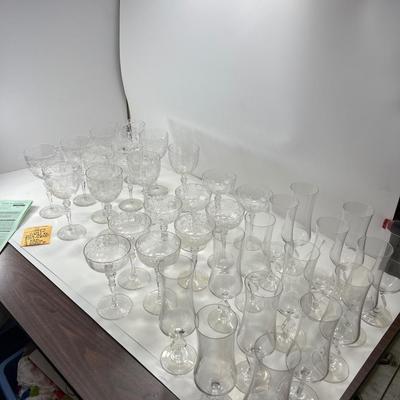 1950 cut crystal stem glassware