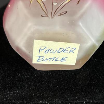 Hand Painted Ombre Glass Powder Bottle Enamel Floral design
