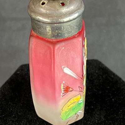 Hand Painted Ombre Glass Powder Bottle Enamel Floral design