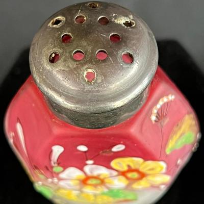 Hand Painted Ombre Glass Powder Bottle Enamel Floral design
