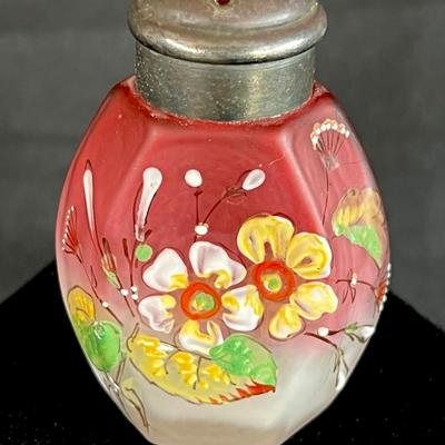 Hand Painted Ombre Glass Powder Bottle Enamel Floral design