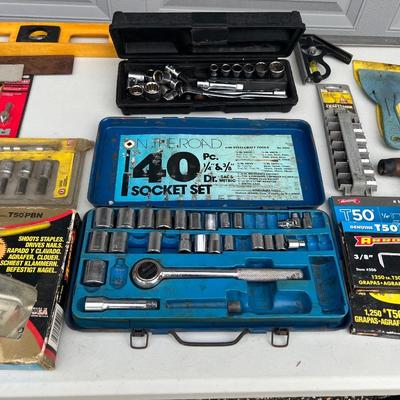 Tool Lot - Sockets, stapler, levels and more