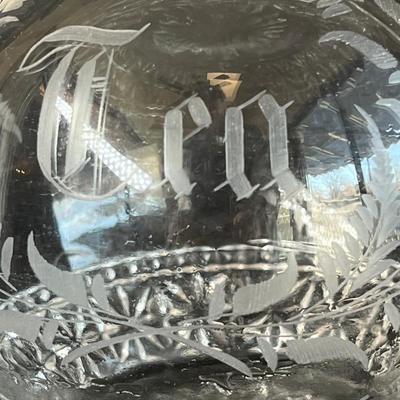 Darling Antique Pressed Glass Tea Caddy w Cut Glass Lid