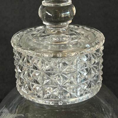 Darling Antique Pressed Glass Tea Caddy w Cut Glass Lid