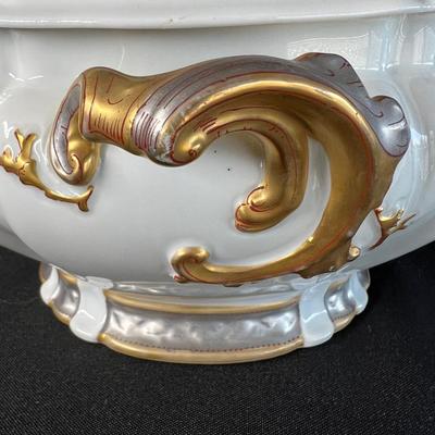 Gorgeous Haviland Tureen in Gold and Soft Silver