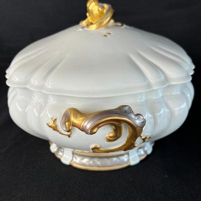 Gorgeous Haviland Tureen in Gold and Soft Silver