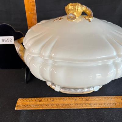 Gorgeous Haviland Tureen in Gold and Soft Silver