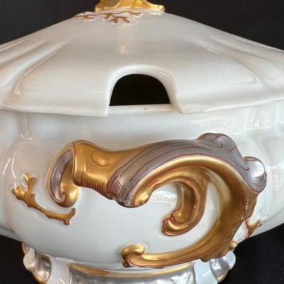 Gorgeous Haviland Tureen in Gold and Soft Silver