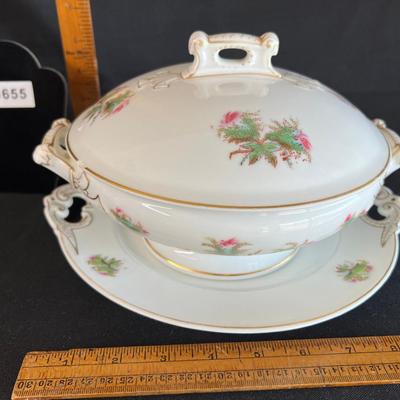 Haviland Limoges "Moss Rose" Tureen Lovely Floral Pattern 3 pcs