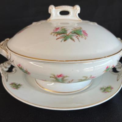 Haviland Limoges "Moss Rose" Tureen Lovely Floral Pattern 3 pcs