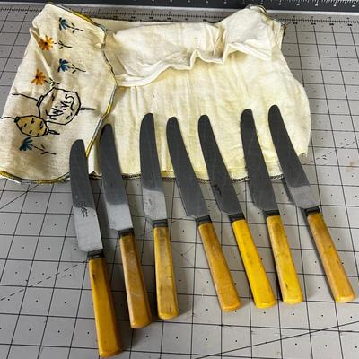 Set of Vintage Bone Handled Knives, Stainless Steel