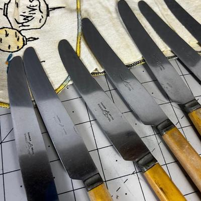 Set of Vintage Bone Handled Knives, Stainless Steel