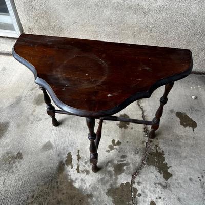 Walnut Half Round Table 