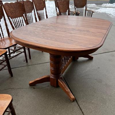 Country Oak Table and 10 Chairs