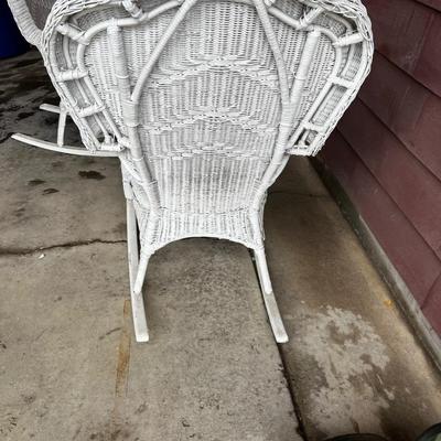 White Wicker Rocking Chairs, Pair