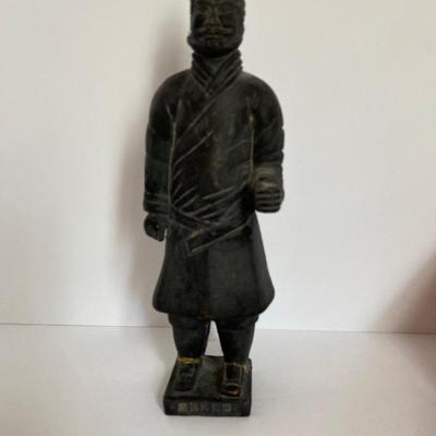 Chinese Stamp Kit & Asian Warrior Statue lot