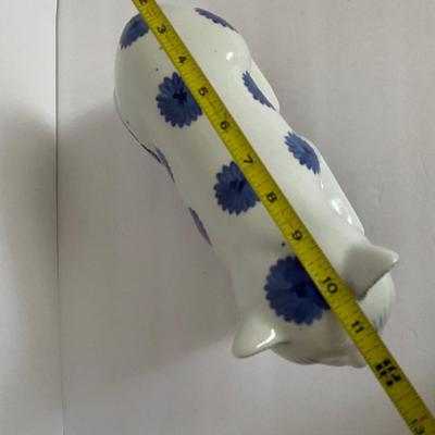 Chinese Porcelain Blue and White Recumbent Cat Pillow Statue