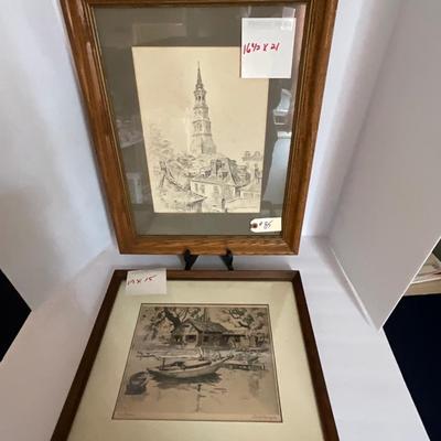 Framed Art Lot Point Pleasant & St. Michaels Church