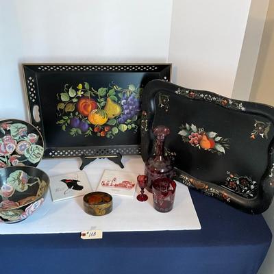 Tole Tray and Misc. Home DÃ©cor Lot