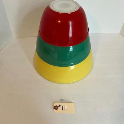 3 Pc Primary Pyrex Mixing Bowl Set