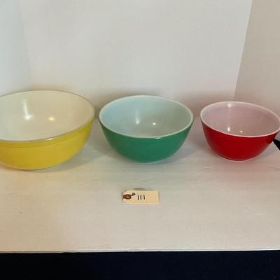 3 Pc Primary Pyrex Mixing Bowl Set