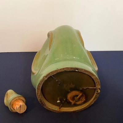 Green Stoneware Music Box Flask Decanter