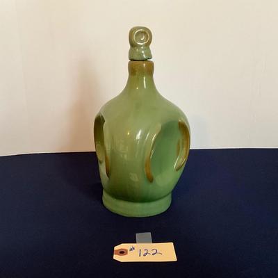 Green Stoneware Music Box Flask Decanter