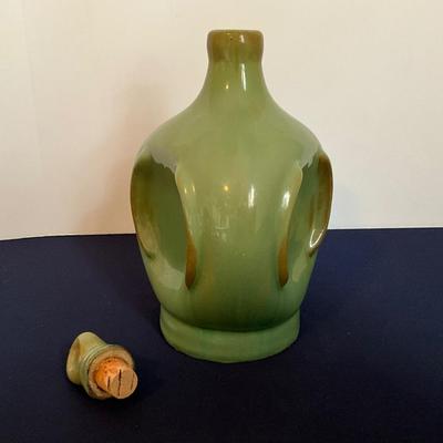 Green Stoneware Music Box Flask Decanter