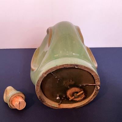 Green Stoneware Music Box Flask Decanter