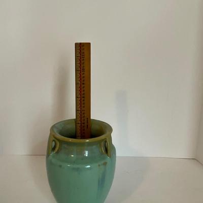 Green Tri Handle Fulper Pottery Vase