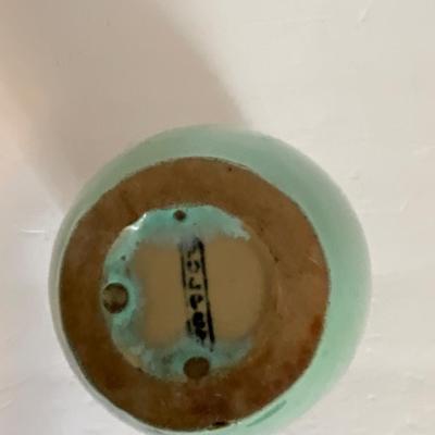 Green Tri Handle Fulper Pottery Vase
