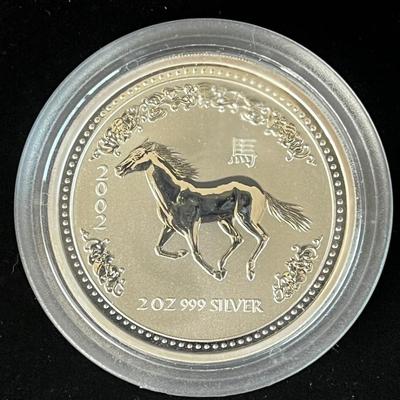LUNAR SERIES Horse 2 oz 999 Silver Coin Australian Elizabeth II