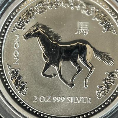 LUNAR SERIES Horse 2 oz 999 Silver Coin Australian Elizabeth II