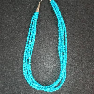 MULTI STRAND TURQUOISE NECKLACE WITH STERLING ACCENTS