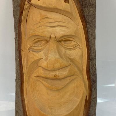 Carved Wood Spirit Wood Carving Face in Tree Branch  Wall Hanging