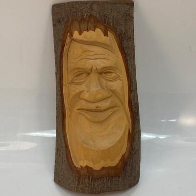 Carved Wood Spirit Wood Carving Face in Tree Branch  Wall Hanging